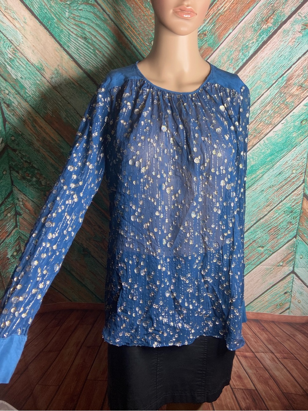 Elizabeth And James Silk & Metallic Thread Flowy Blouse